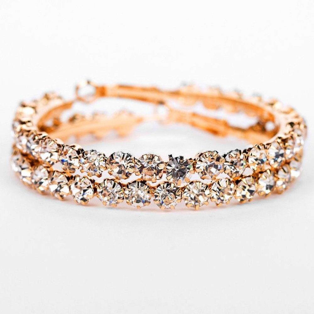 NEW Gold Round Diamond Hoop Earrings